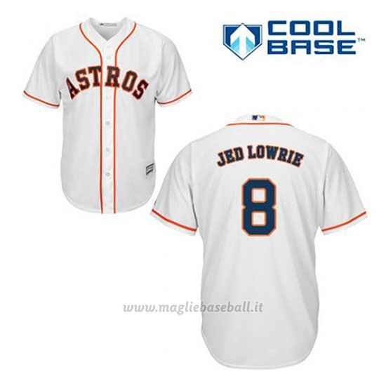 Maglia Baseball Uomo Houston Astros Jed Lowrie 8 Bianco 1ªCool Base